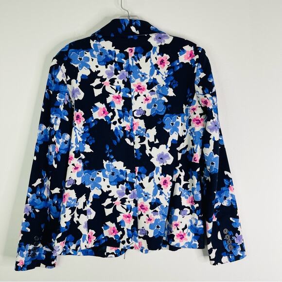 Vintage blue white pink floral button preppy office blazer 8 - Picture 6 of 6